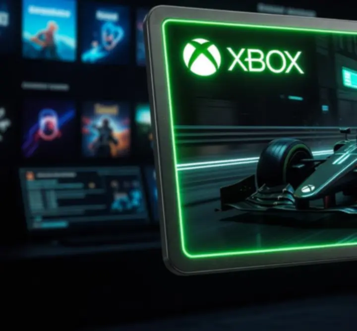 Cinematiczna okładka nowej gry Xbox w neonowej stylistyce