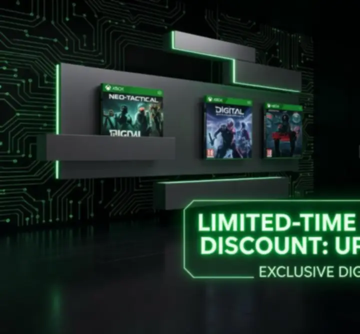 Cinematiczny baner promocji gier Xbox w sklepie Polvar Scene