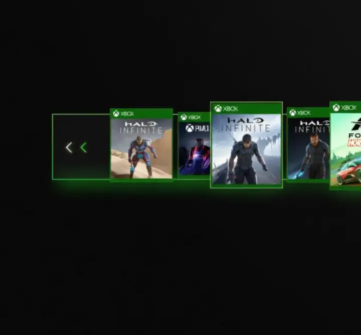 Lista najlepszych gier Xbox w nowoczesnym, neonowym interfejsie
